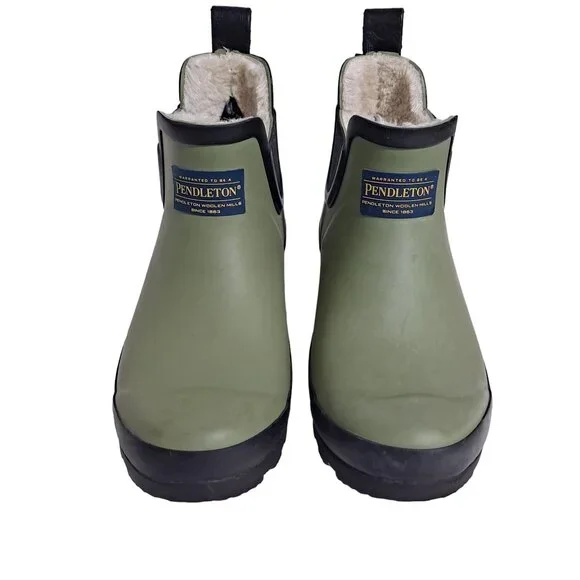 Pendleton Chelsea Boots Woman 7 Green Rubber Waterproof Lined Slip On Comfort - Picture 2 of 14